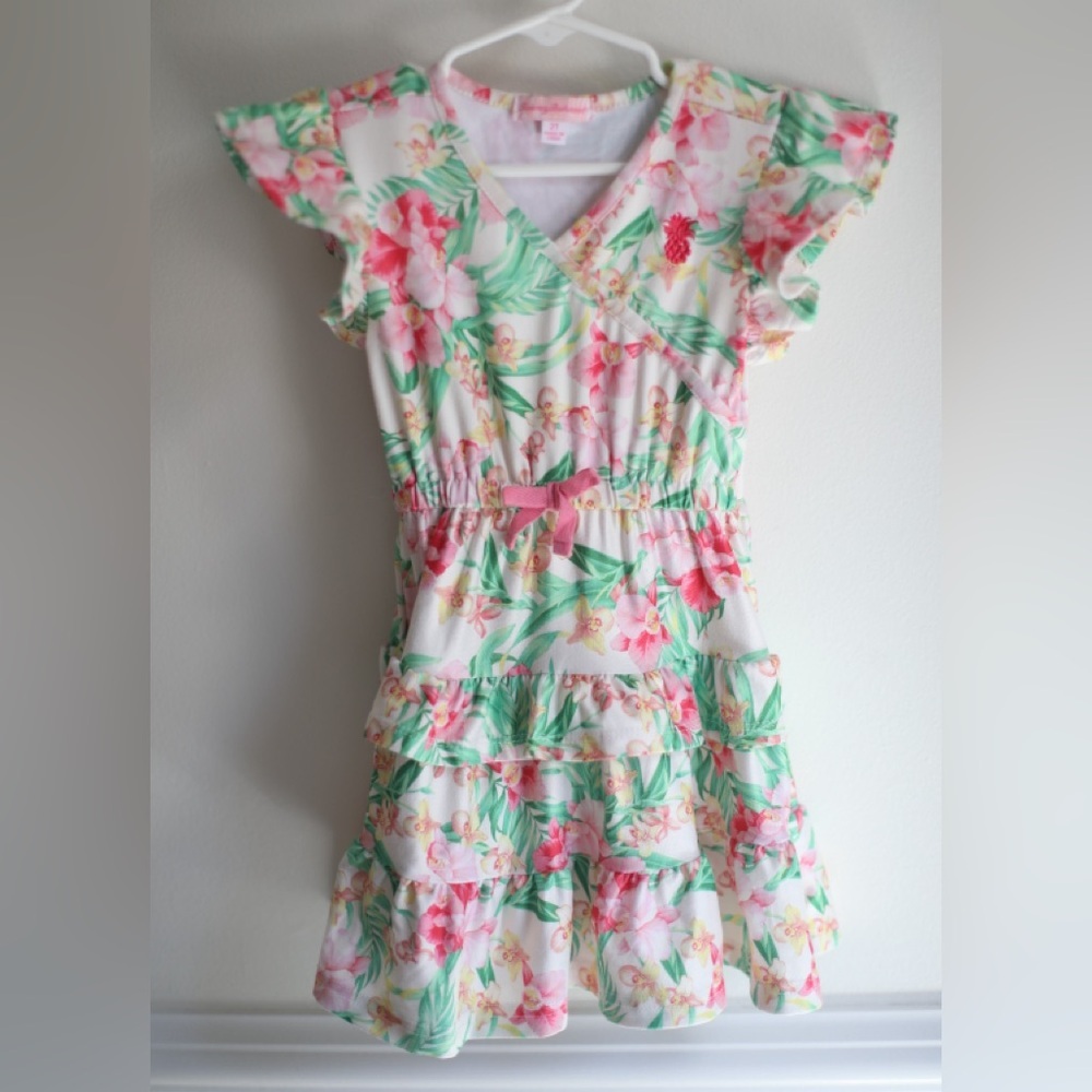 Tommy Bahama Girls Tropical Floral Dress | Ruffle Hem | Cruise & Summer 2T